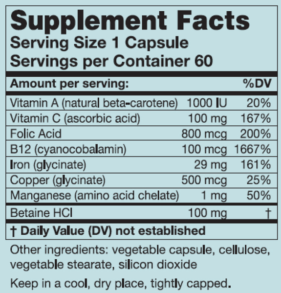 Karuna Health Iron Plus Ingredients