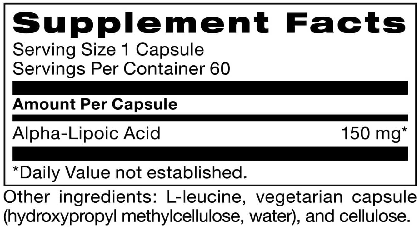 Klaire Labs Alpha-Lipoic Acid 150 mg Ingredients 
