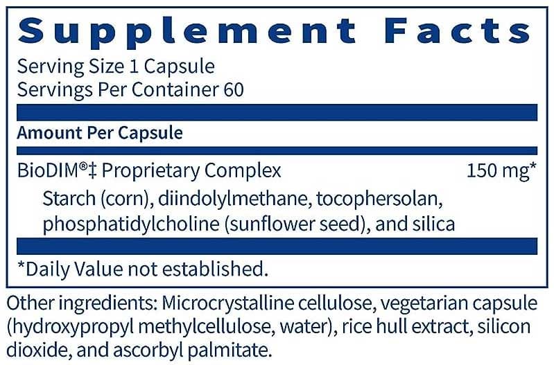Klaire Labs Biodim 150 mg Ingredients