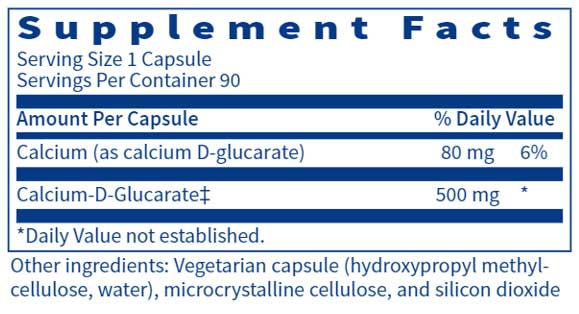 Klaire Labs Calcium D-Glucarate Ingredients