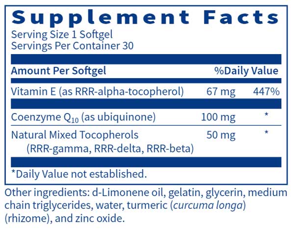 Klaire Labs Coenzyme Q10 100 mg Ingredients