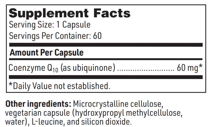 Klaire Labs Coenzyme Q10 60 mg Ingredients