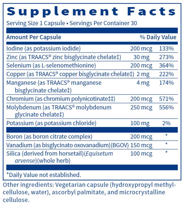 Klaire Labs LDA Trace Mineral Complex Ingredients