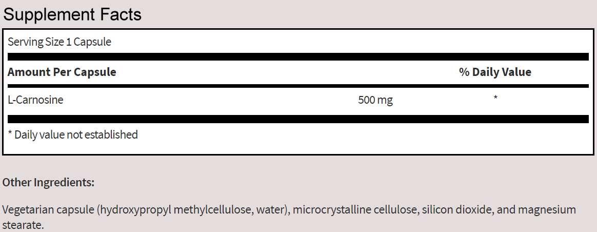 Klaire Labs L-Carnosine Ingredients