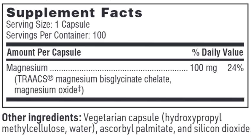 Klaire Labs Magnesium Glycinate Complex Ingredients