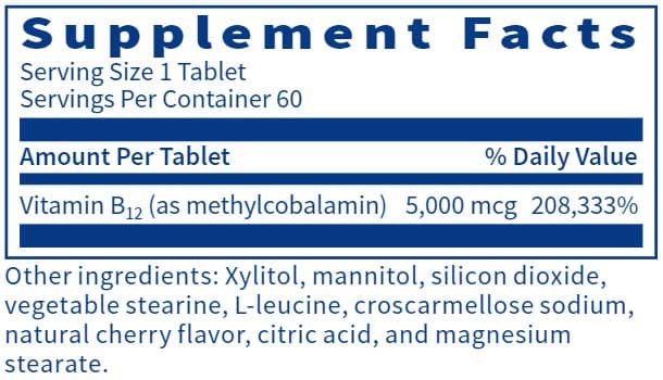 Klaire Labs Methyl-Cobalamin Ingredients