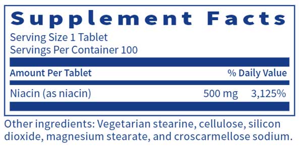 Klaire Labs Niacin-SR 500 mg Ingredients