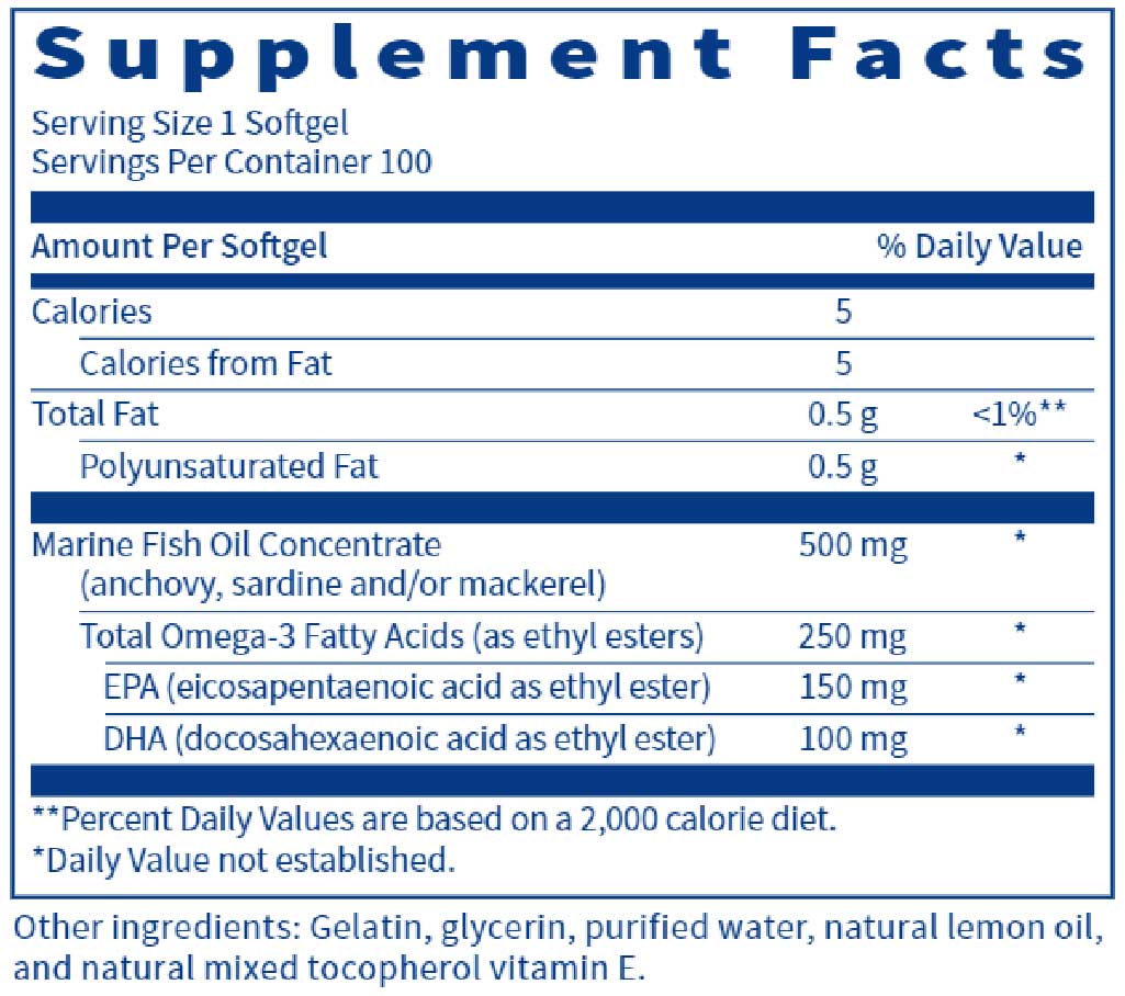 Klaire Labs Omega-3 Mini Ingredients