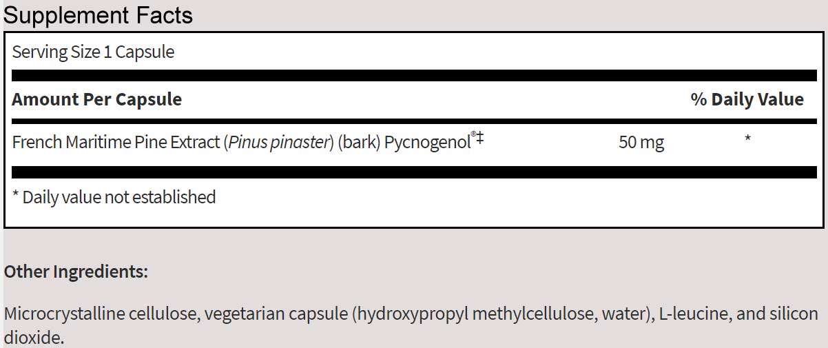Klaire Labs Pycnogenol 50 mg Ingredients