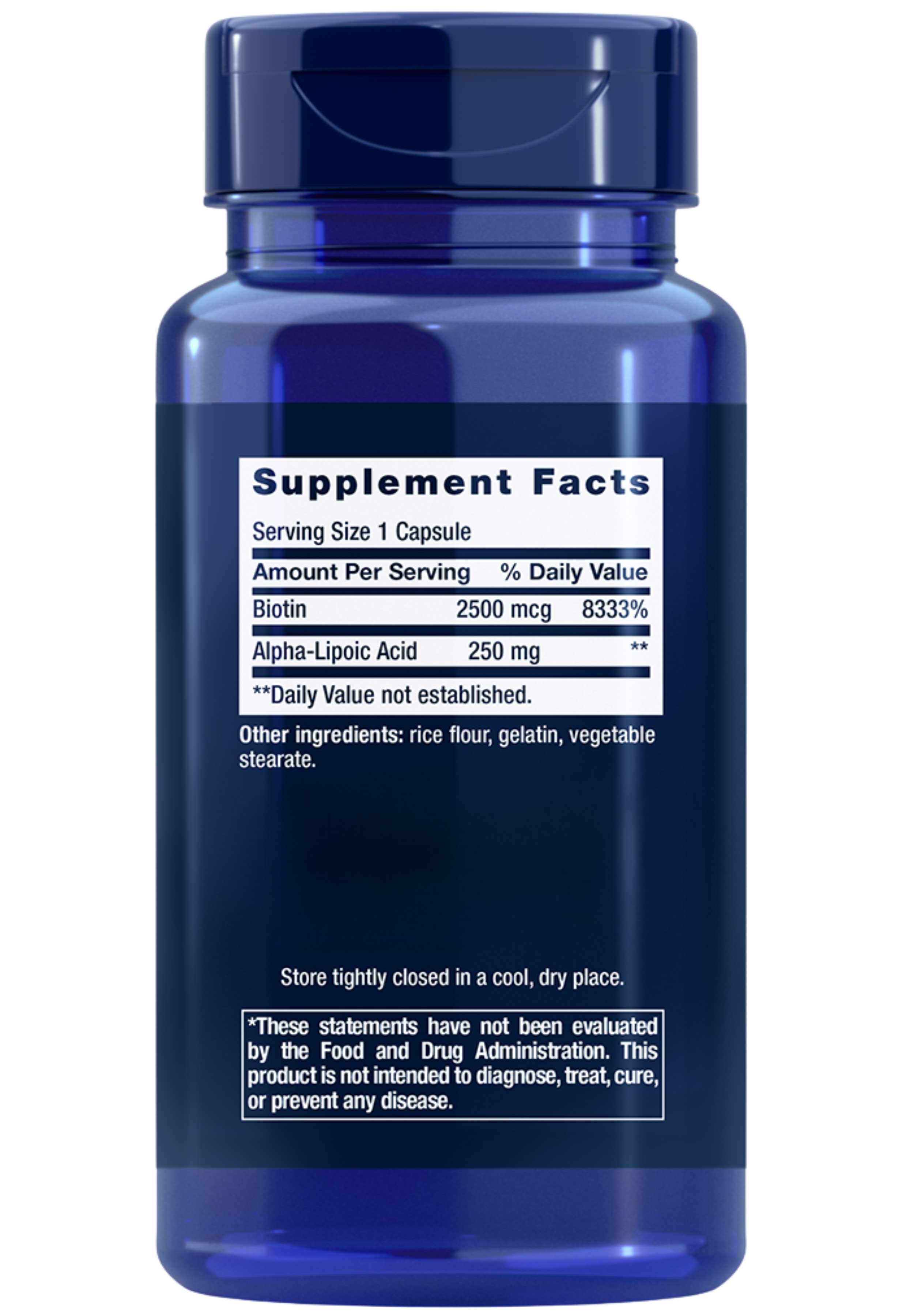 Life Extension Alpha-Lipoic Acid with Biotin Ingredients