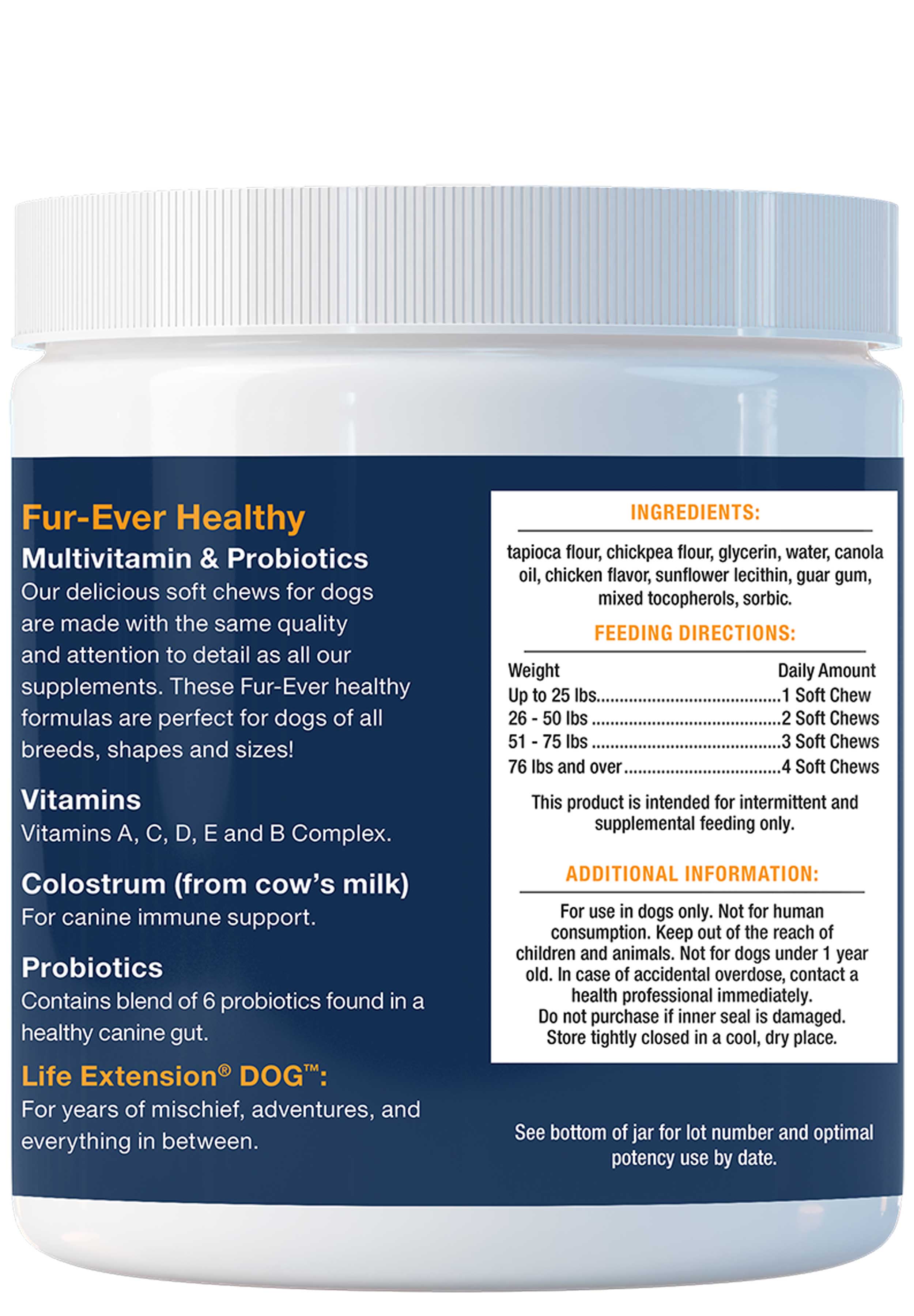 Life Extension DOG Multivitamin & Probiotics Ingredients