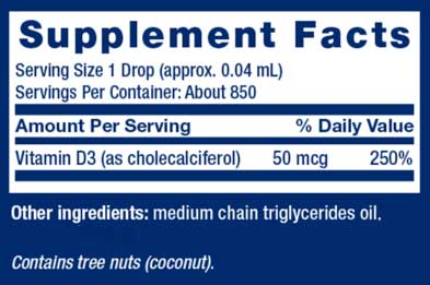 Life Extension Liquid Vitamin D3 (Unflavored) Ingredients