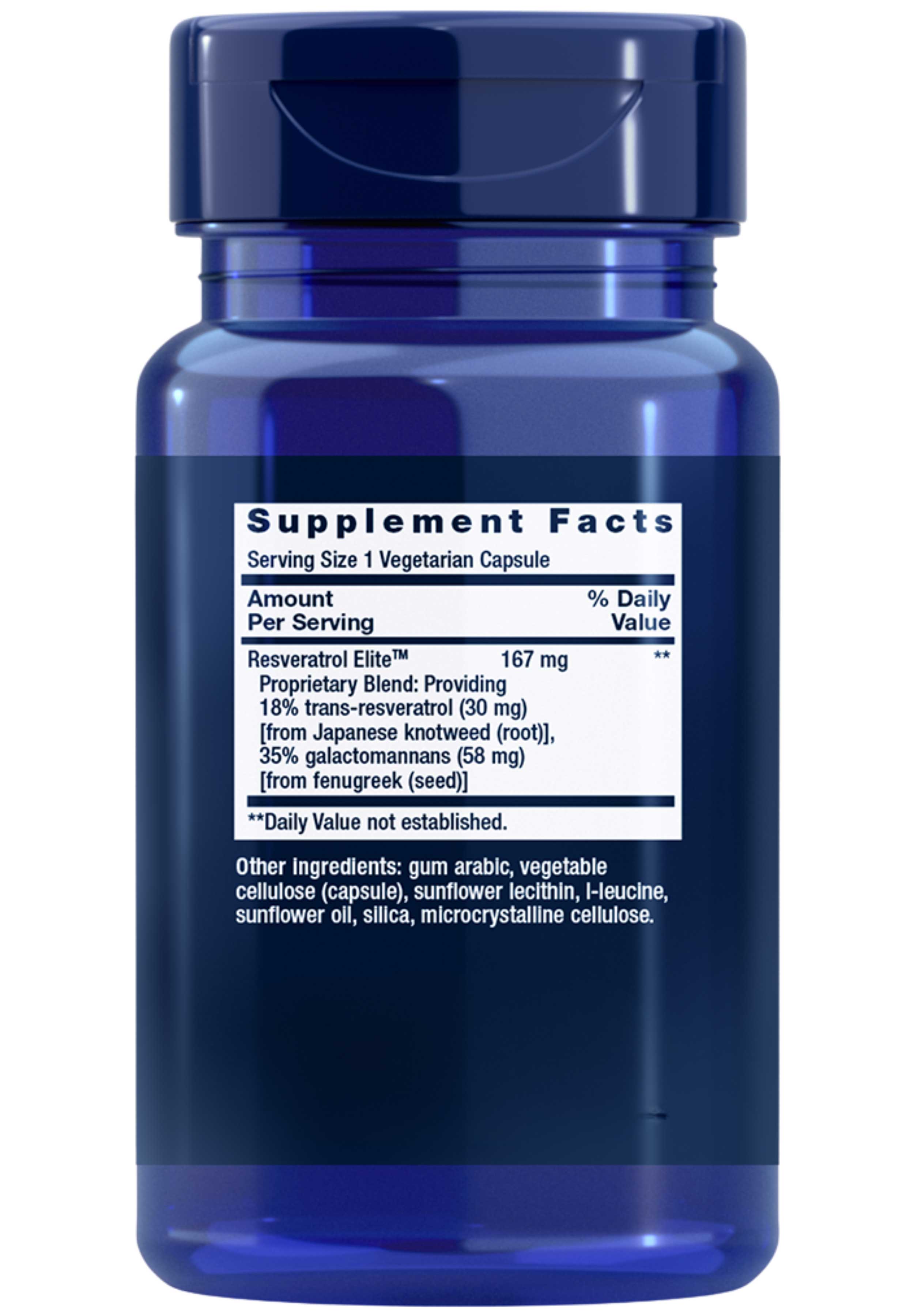 Life Extension Resveratrol Elite Ingredients