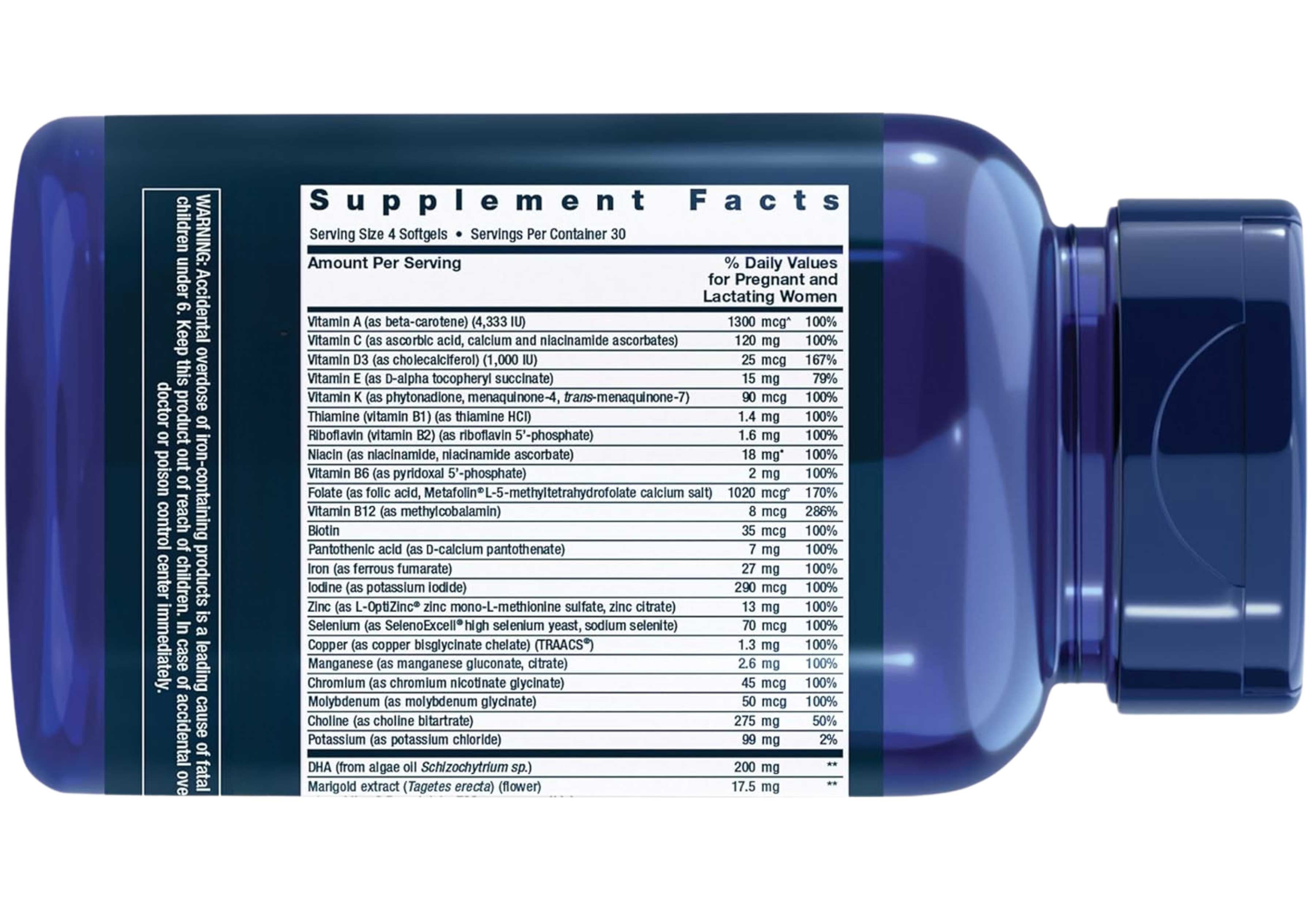 Life Extension Women's Health Prenatal Advantage Ingredients