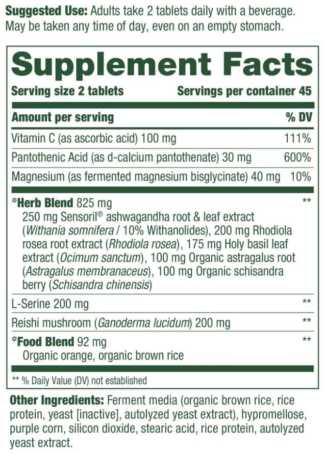 MegaFood Adrenal Strength Ingredients 
