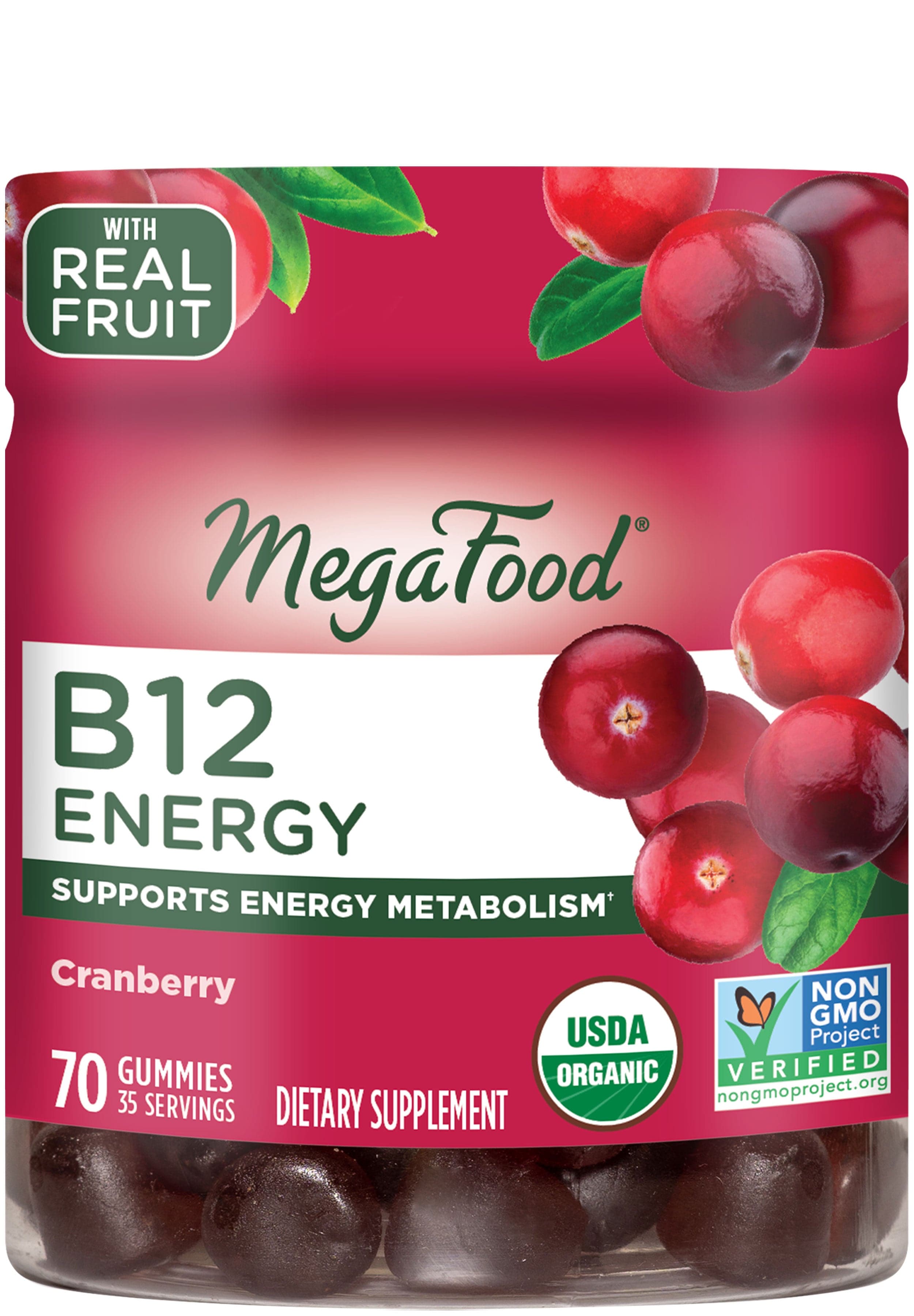 MegaFood B12 Energy Gummies - Cranberry