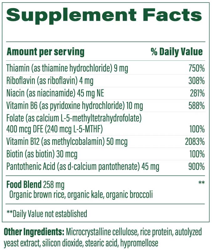 MegaFood Balanced B Complex Ingredients