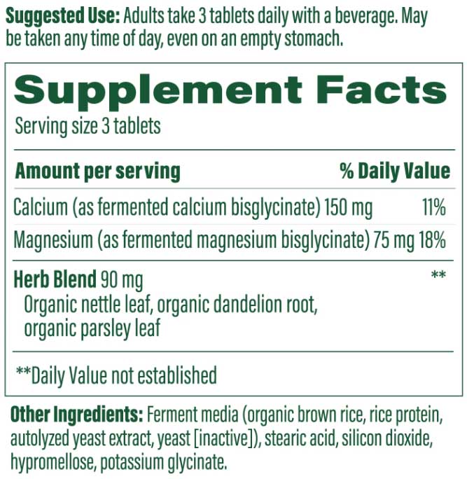 MegaFood Calcium and Magnesium Ingredients