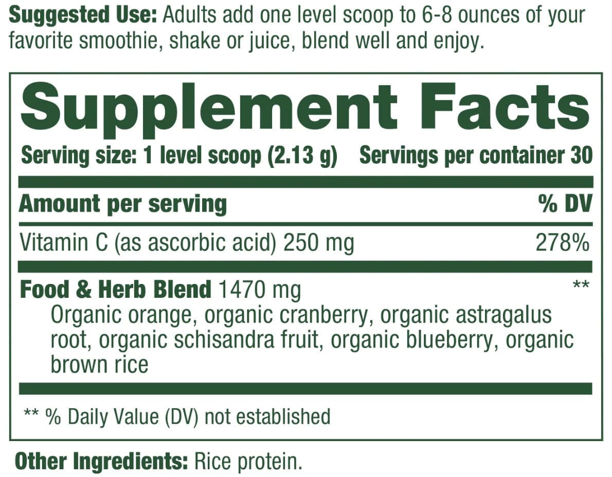 MegaFood Daily C-Protect Nutrient Booster Powder Ingredients 