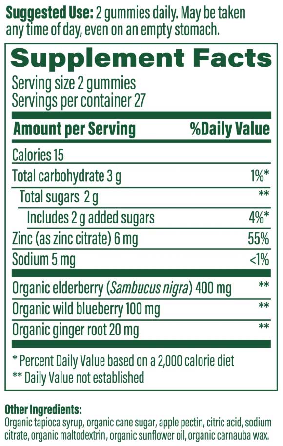 MegaFood Elderberry Immune Support Ingredients
