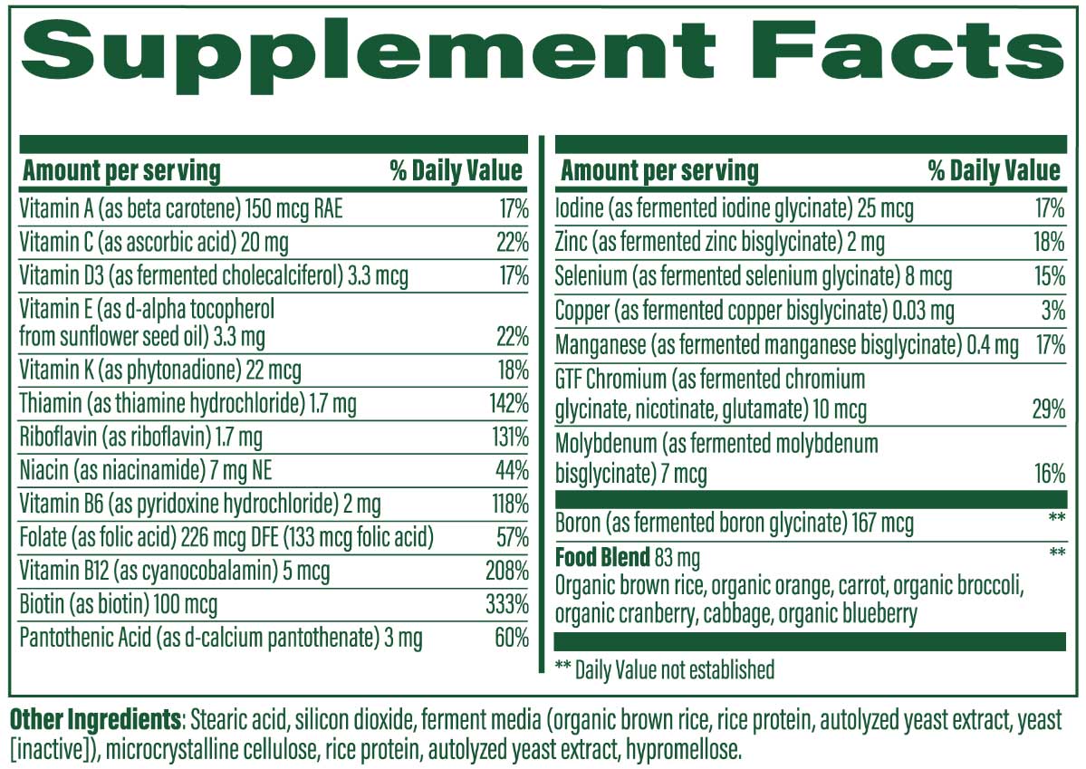 MegaFood Kids One Daily Multivitamin Ingredients