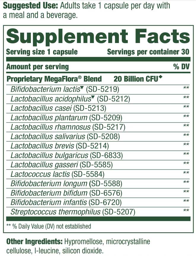 MegaFood MegaFlora Probiotic Original Ingredients