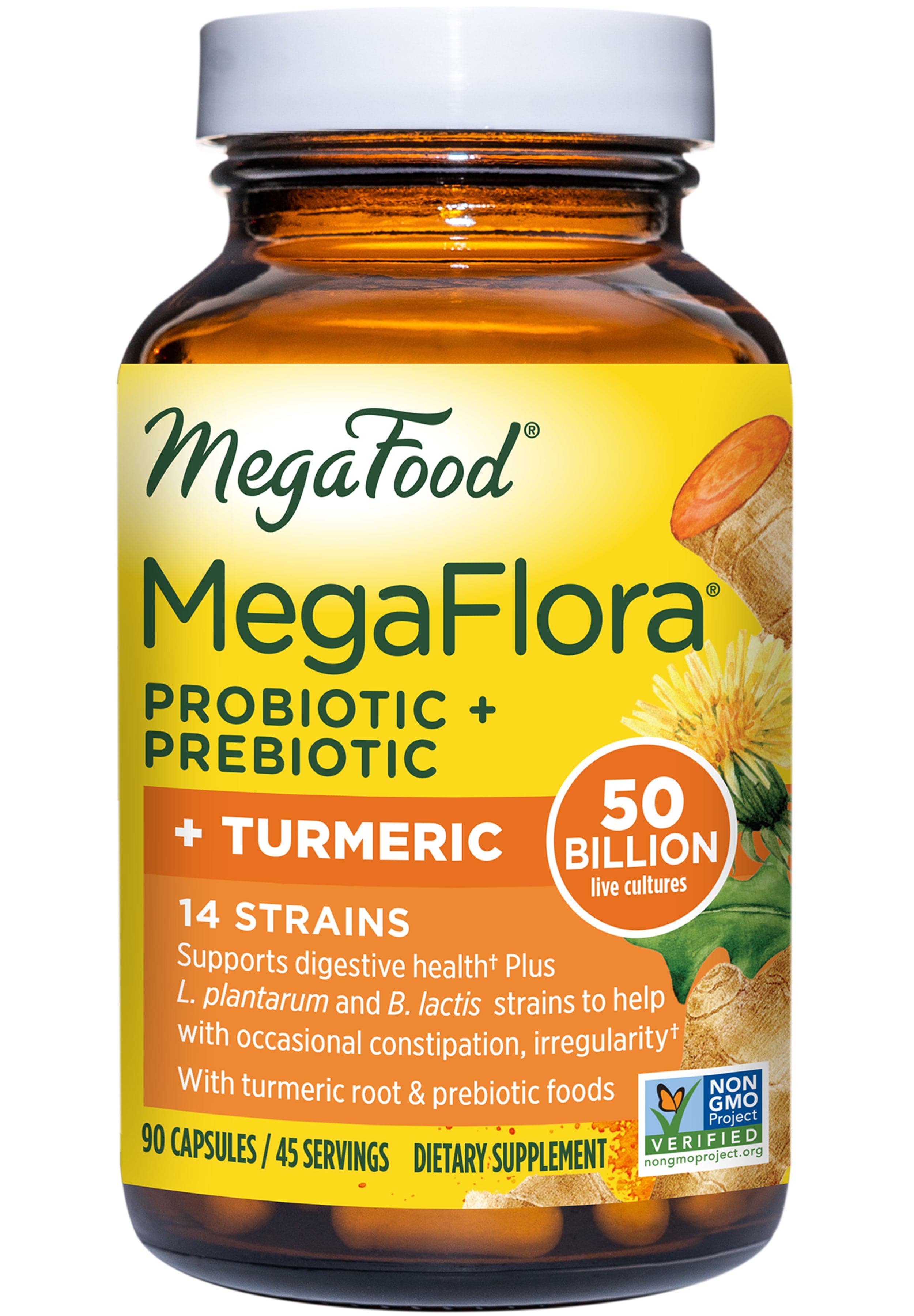 MegaFood MegaFlora Probiotic + Prebiotic + Turmeric (Formerly MegaFlora Probiotic with Turmeric)