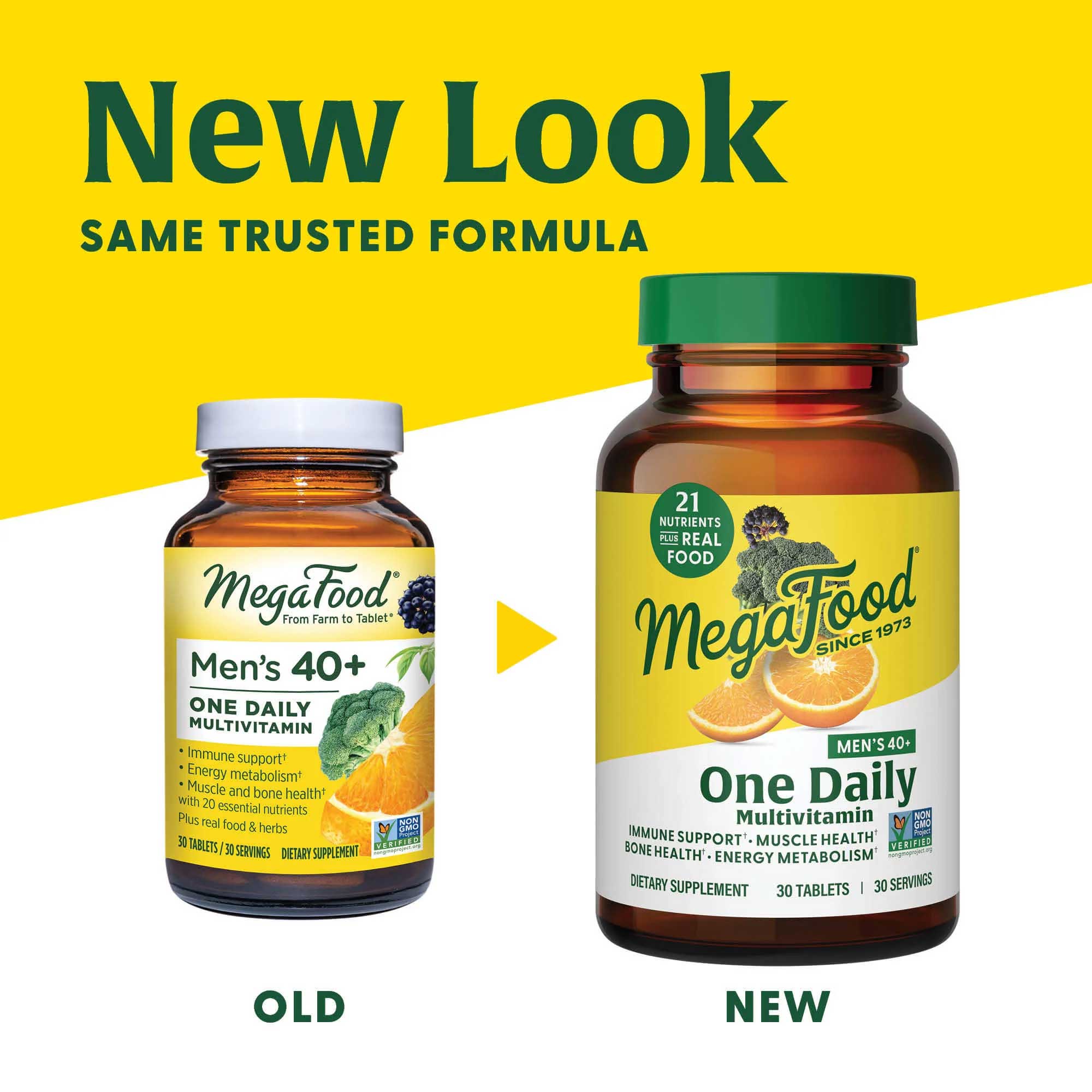MegaFood Men's 40+ One Daily Multivitamin (Formerly Men Over 40 One Daily) New Look