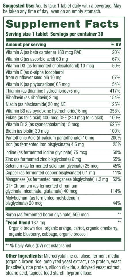 MegaFood One Daily Multivitamin Ingredients 
