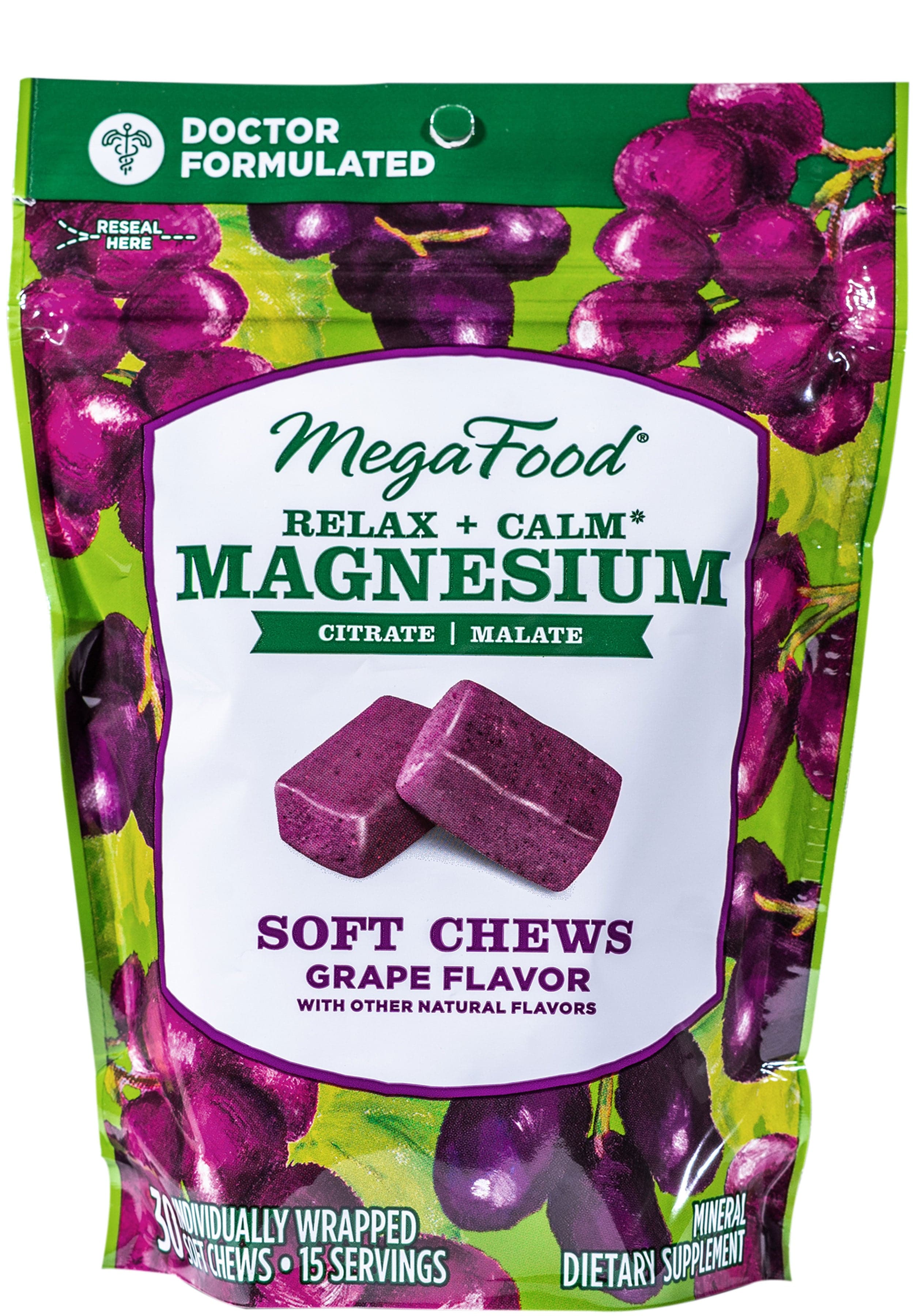 MegaFood Relax + Calm Magnesium Soft Chews - Grape Flavor