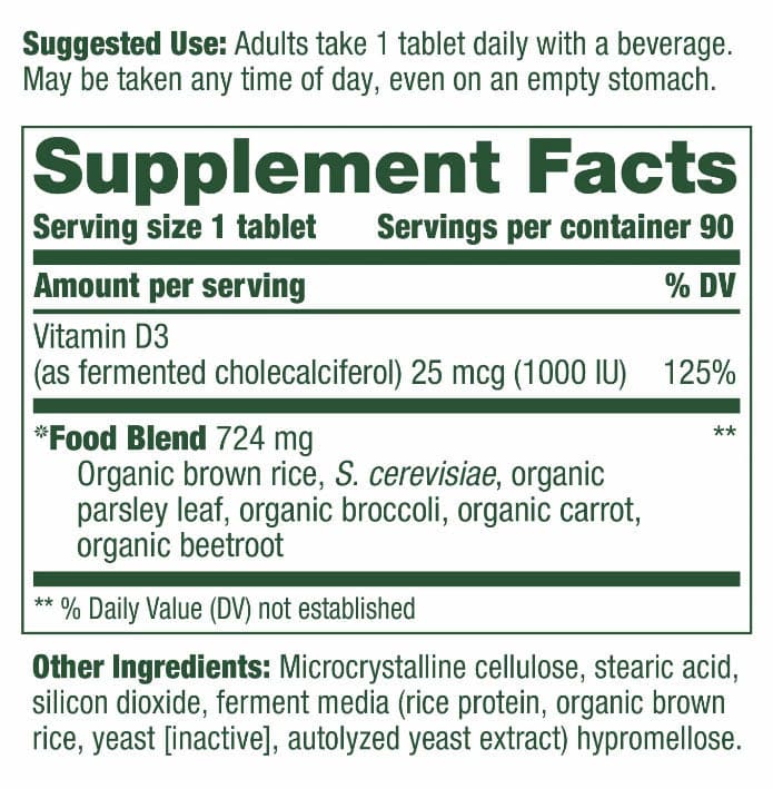 MegaFood Vitamin D3 1000 IU Ingredients