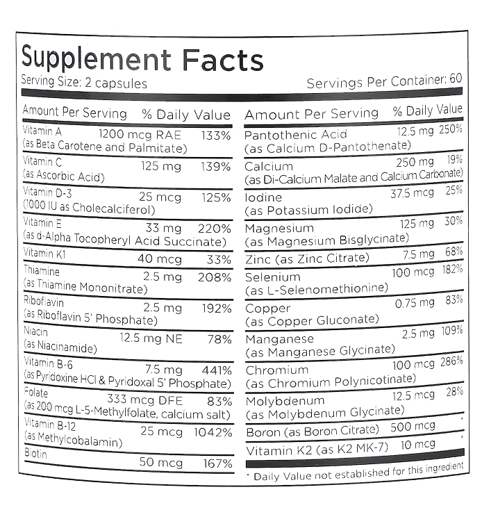 Metabolic Maintenance Basic Maintenance Ingredients