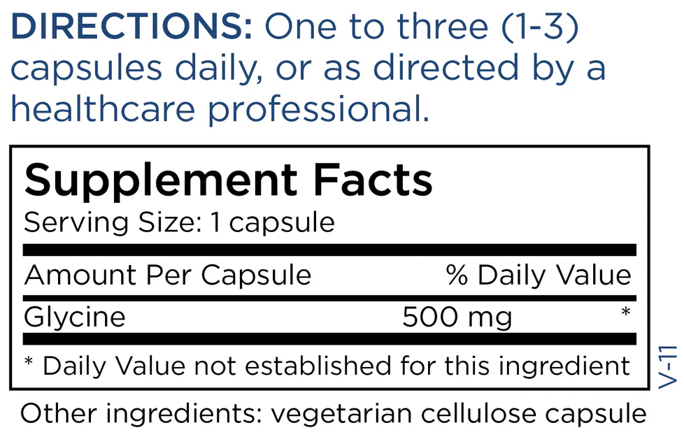 Metabolic Maintenance Glycine 500 mg Capsules Ingredients