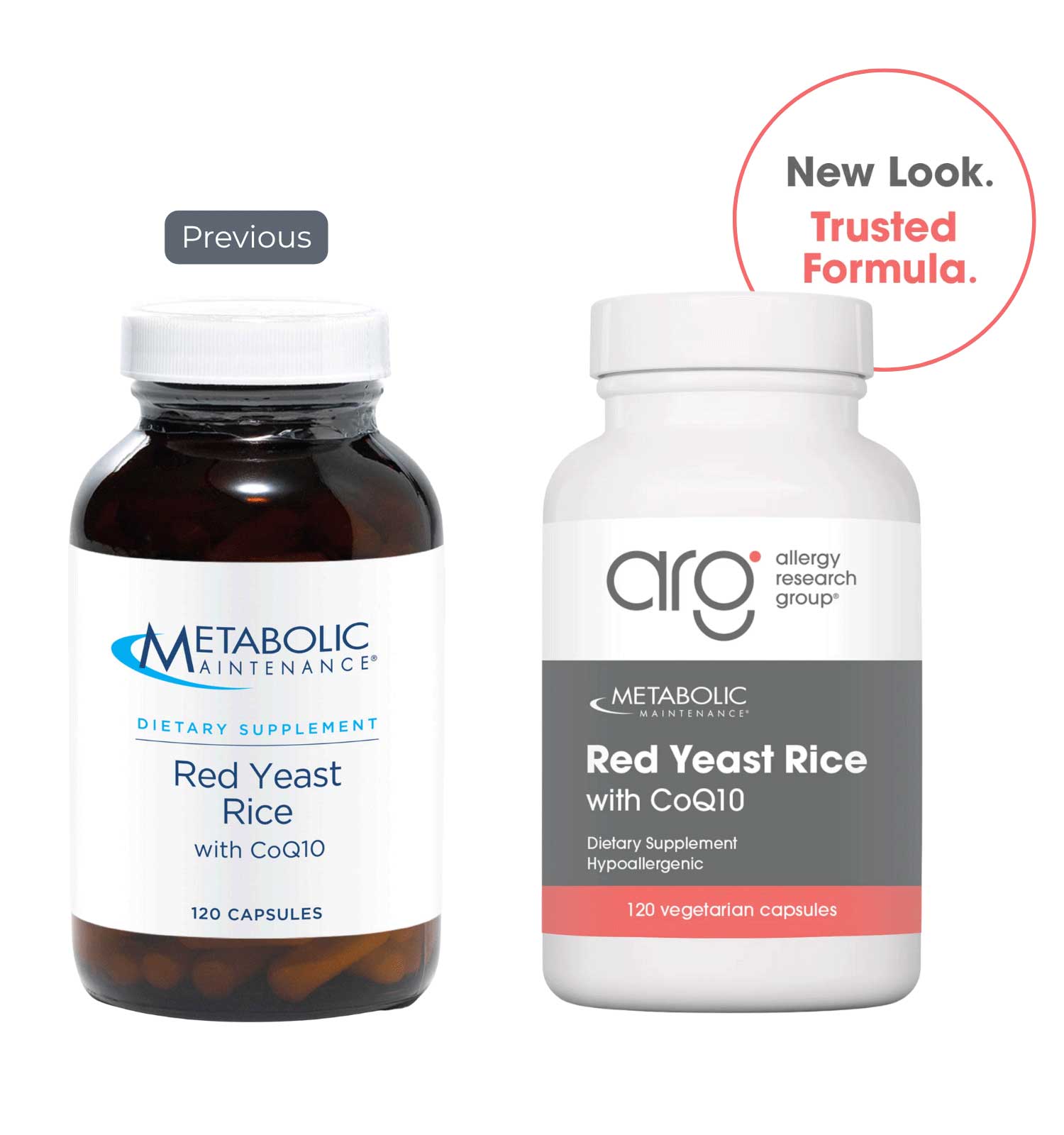 Allergy Research Group Red Yeast Rice with CoQ10 (Formerly Metabolic Maintenance) New Look