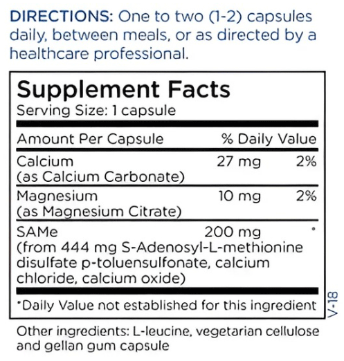 Metabolic Maintenance SAMe 200 mg Ingredients