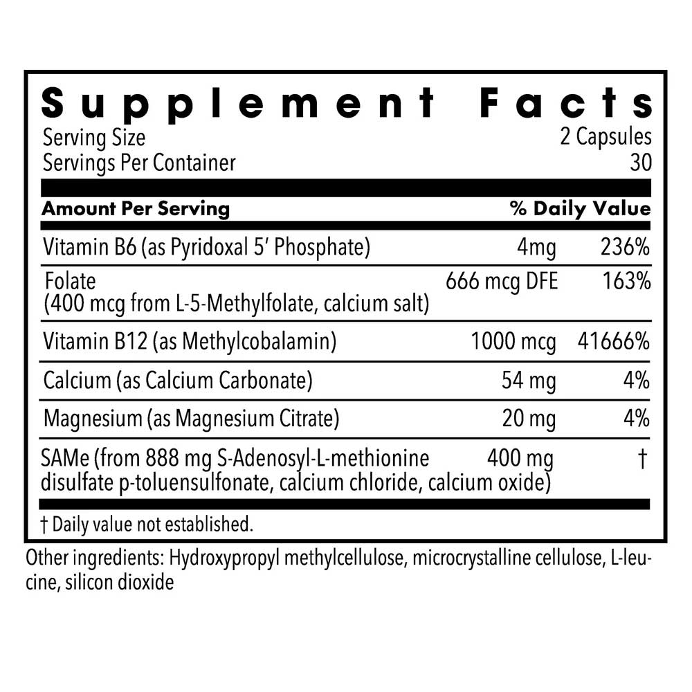 Allergy Research Group SAMe + Cofactors (Formerly Metabolic Maintenance) Ingredients