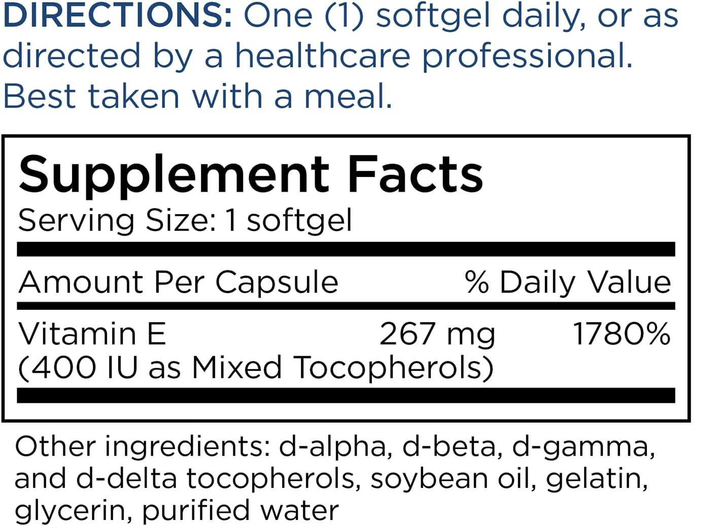 Metabolic Maintenance Vitamin E Mixed Tocopherols 400 IU
