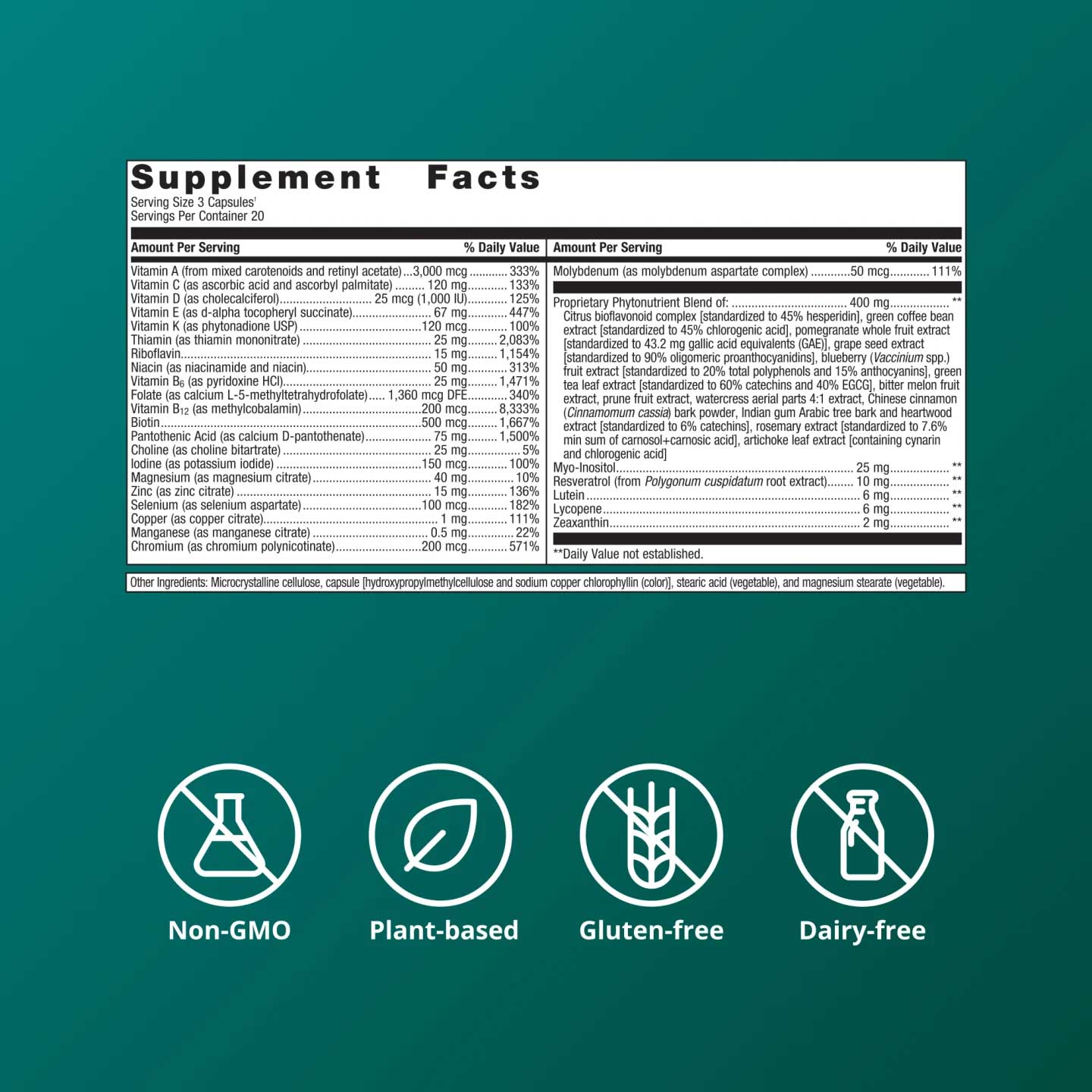 Metagenics PhytoMulti Multivitamin Capsules Ingredients
