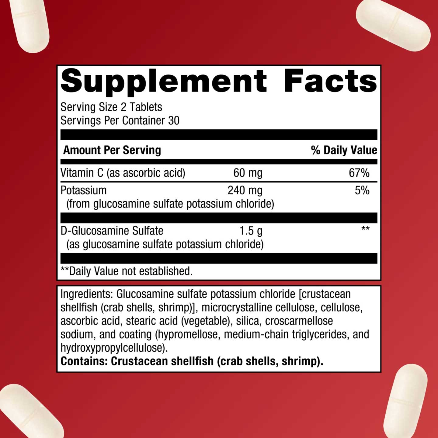 Metagenics Glucosamine Sulfate 750 mg Ingredients