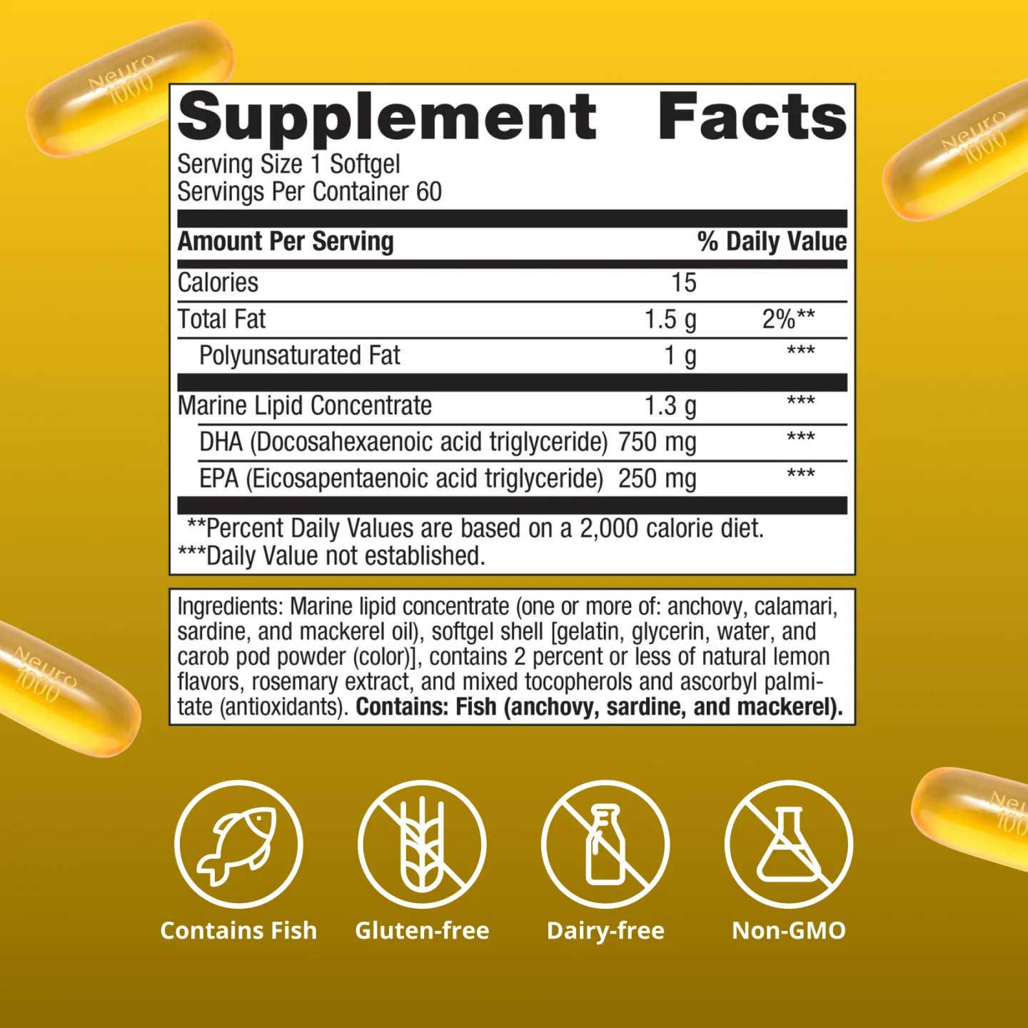 Metagenics OmegaGenics Fish Oil Neuro 1000 mg Inredients
