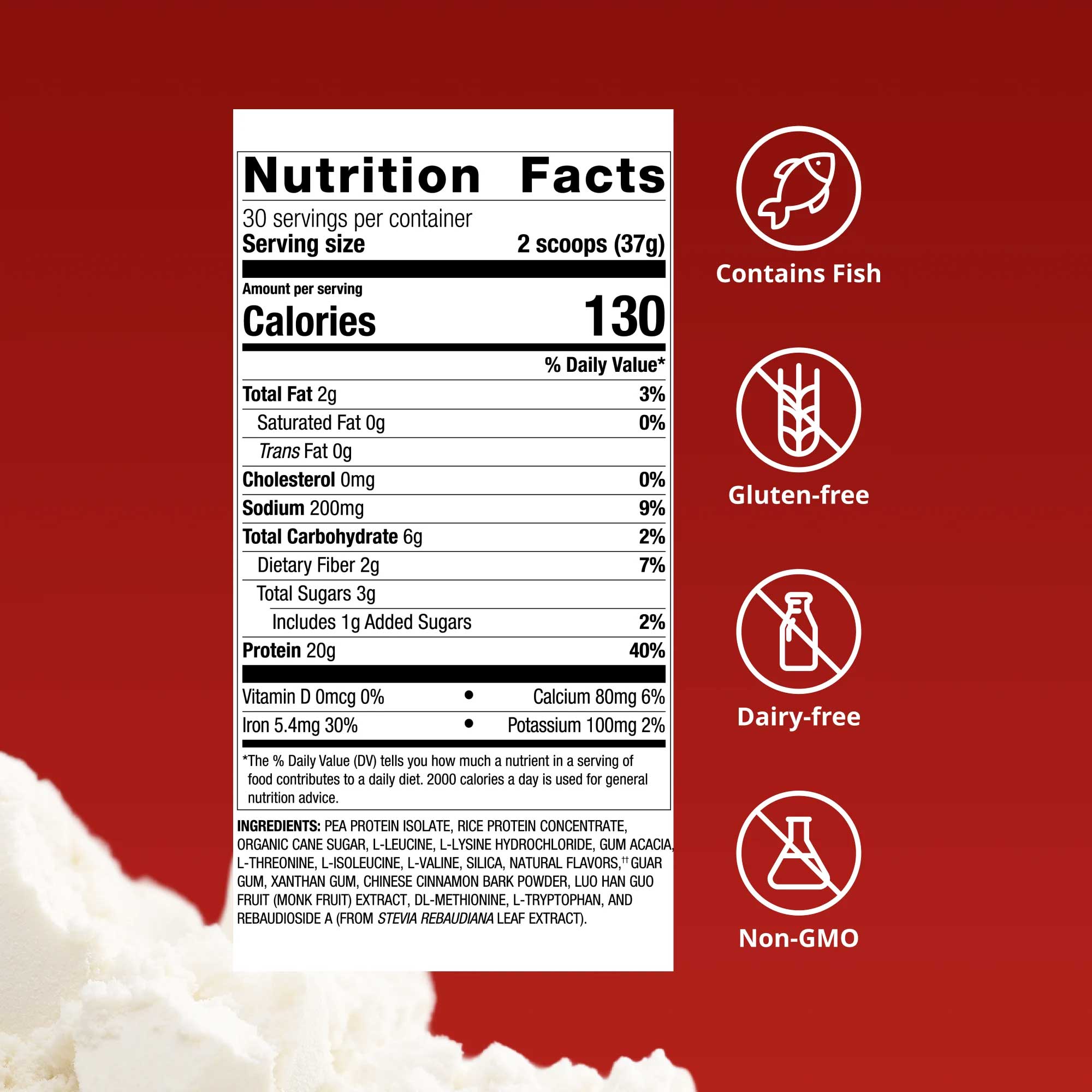 Metagenics Perfect Protein Pea & Rice Ingredients