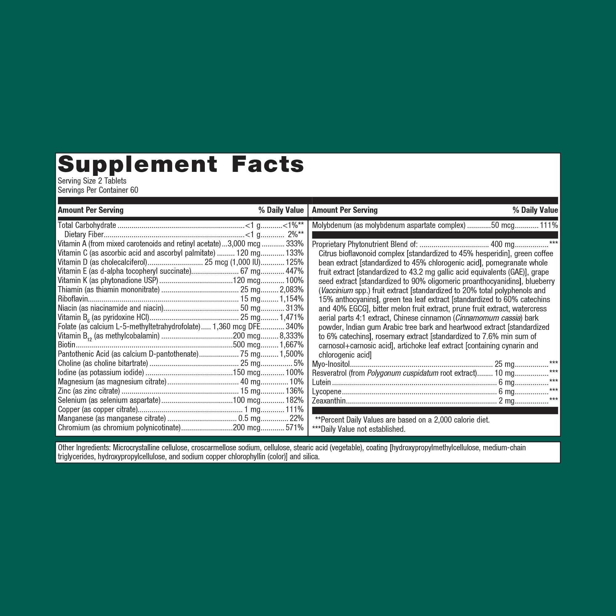 Metagenics PhytoMulti Multivitamin Ingredients