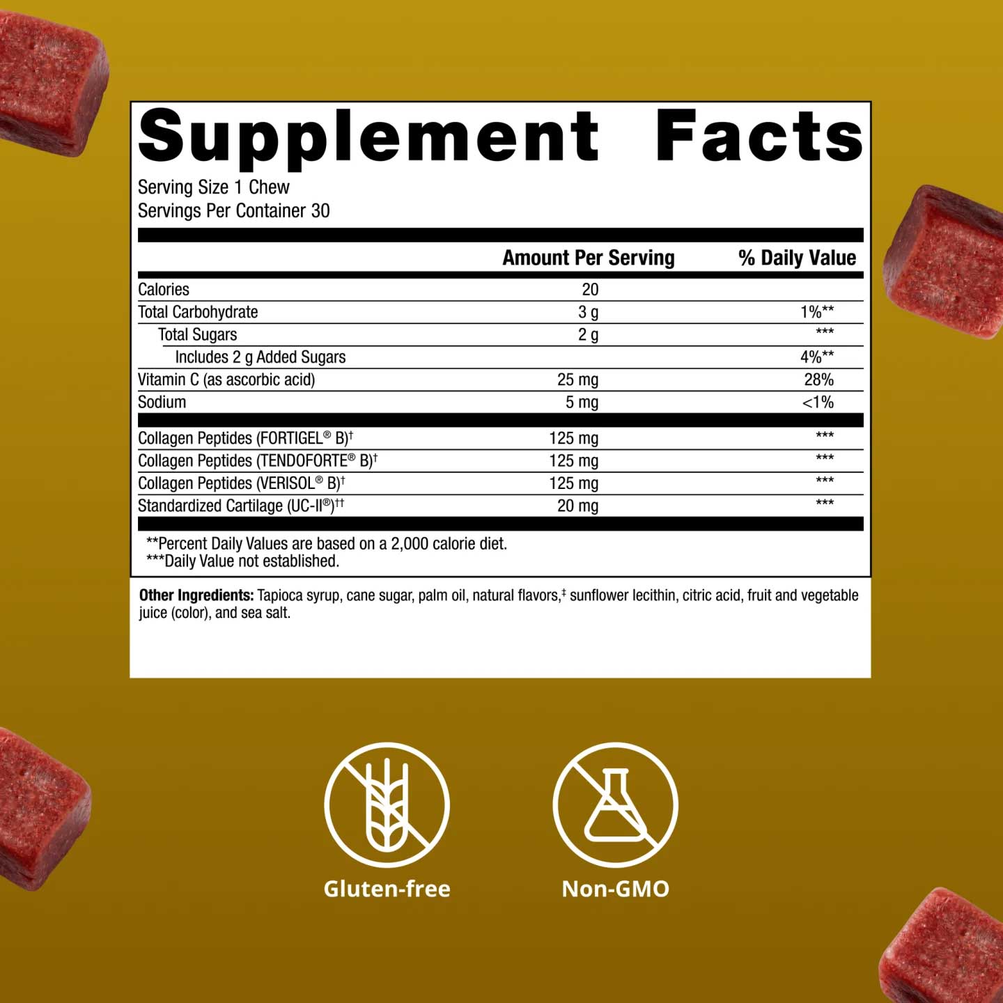 Metagenics StayStrong+ 4-in-1 Collagen Whole Body Chew Ingredients