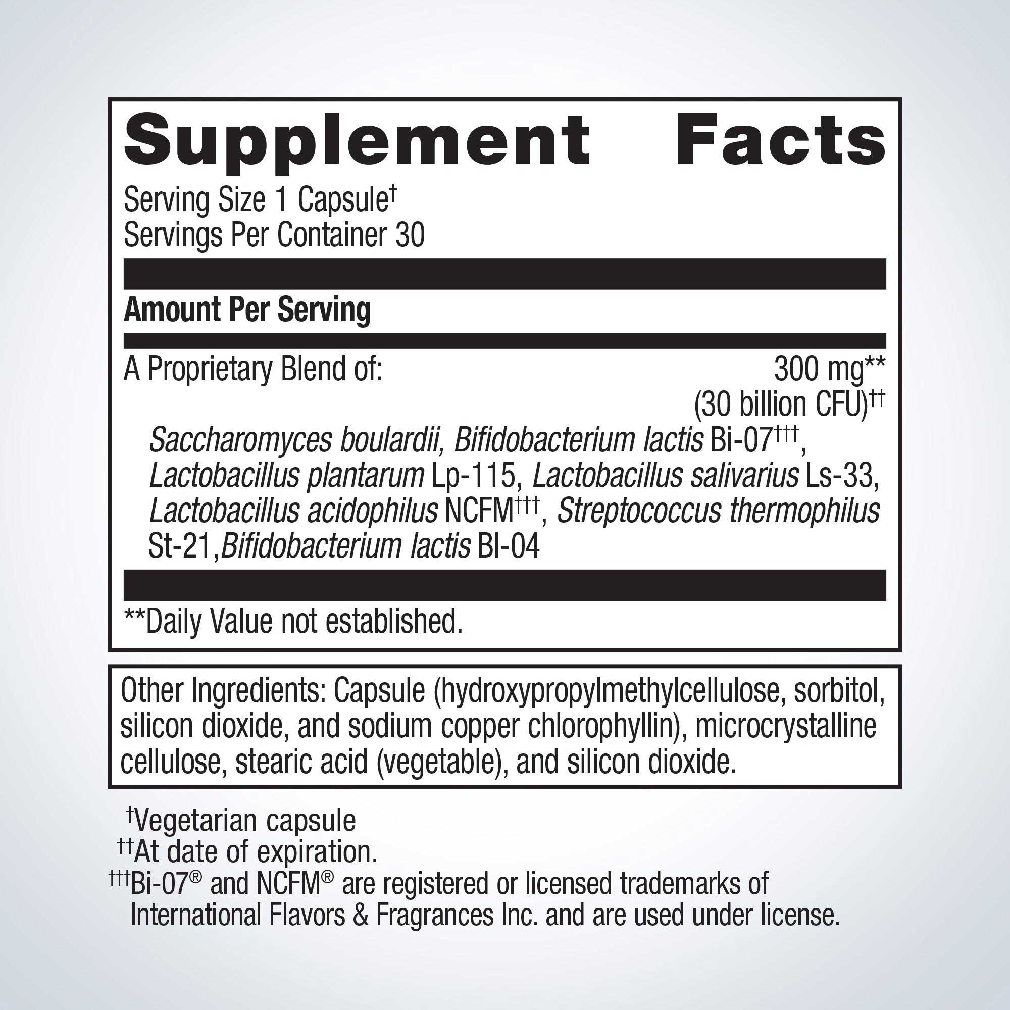 Metagenics UltraFlora Spectrum Probiotic Ingredients