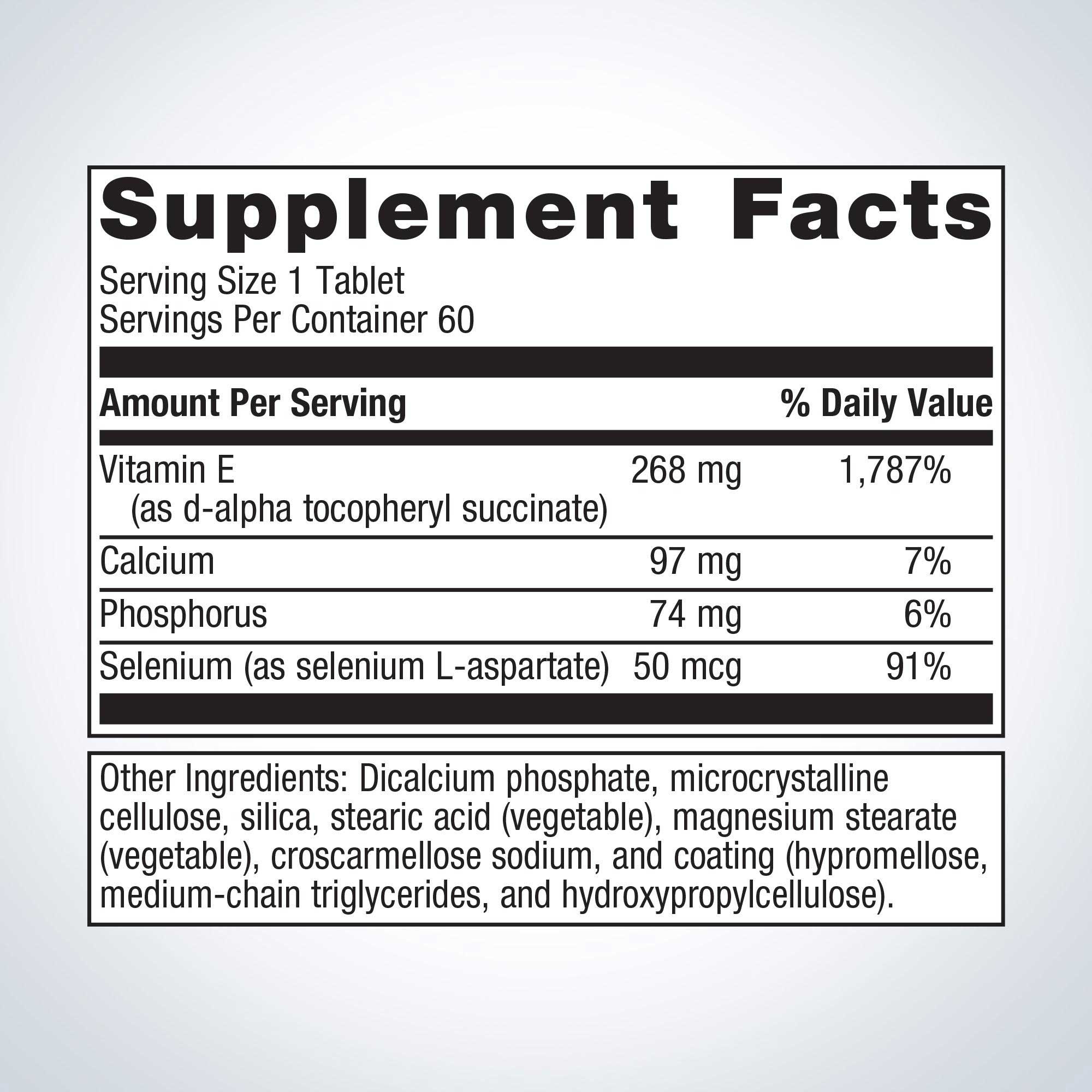 Metagenics Vitamin E + Selenium Ingredients