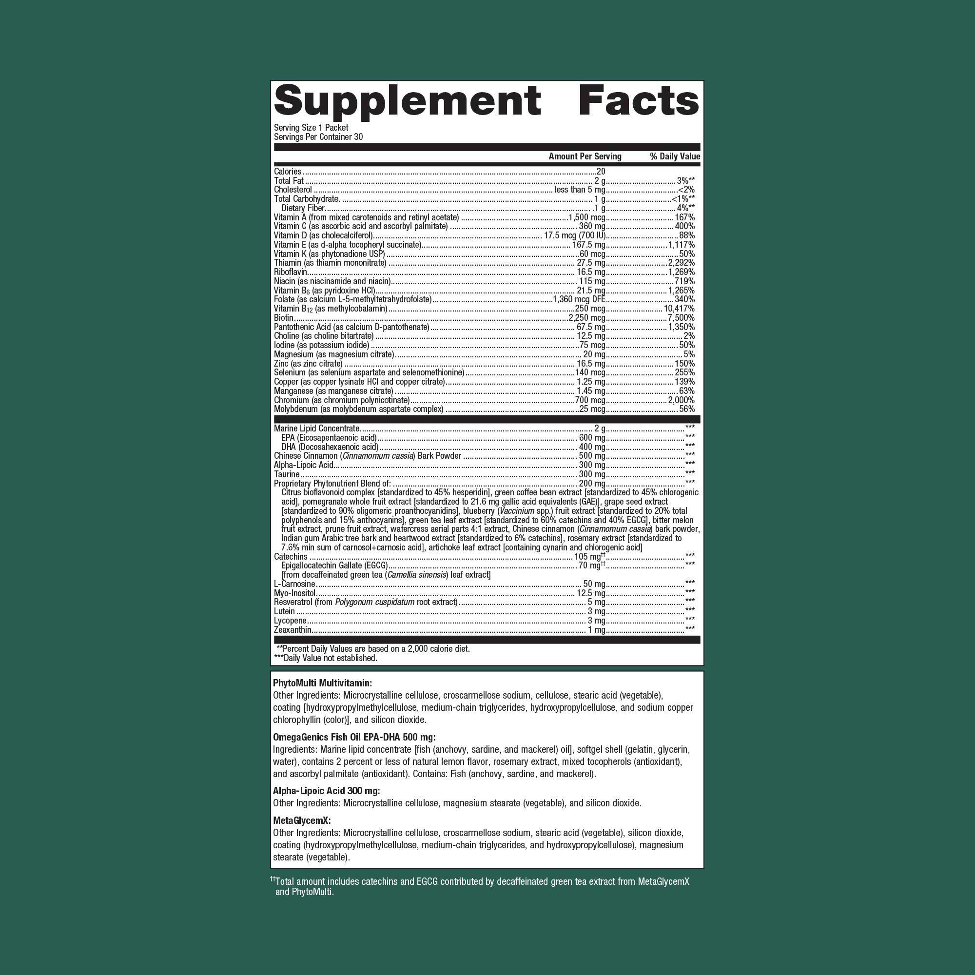 Metagenics Wellness Essentials Healthy Balance Daily Packs Ingredients