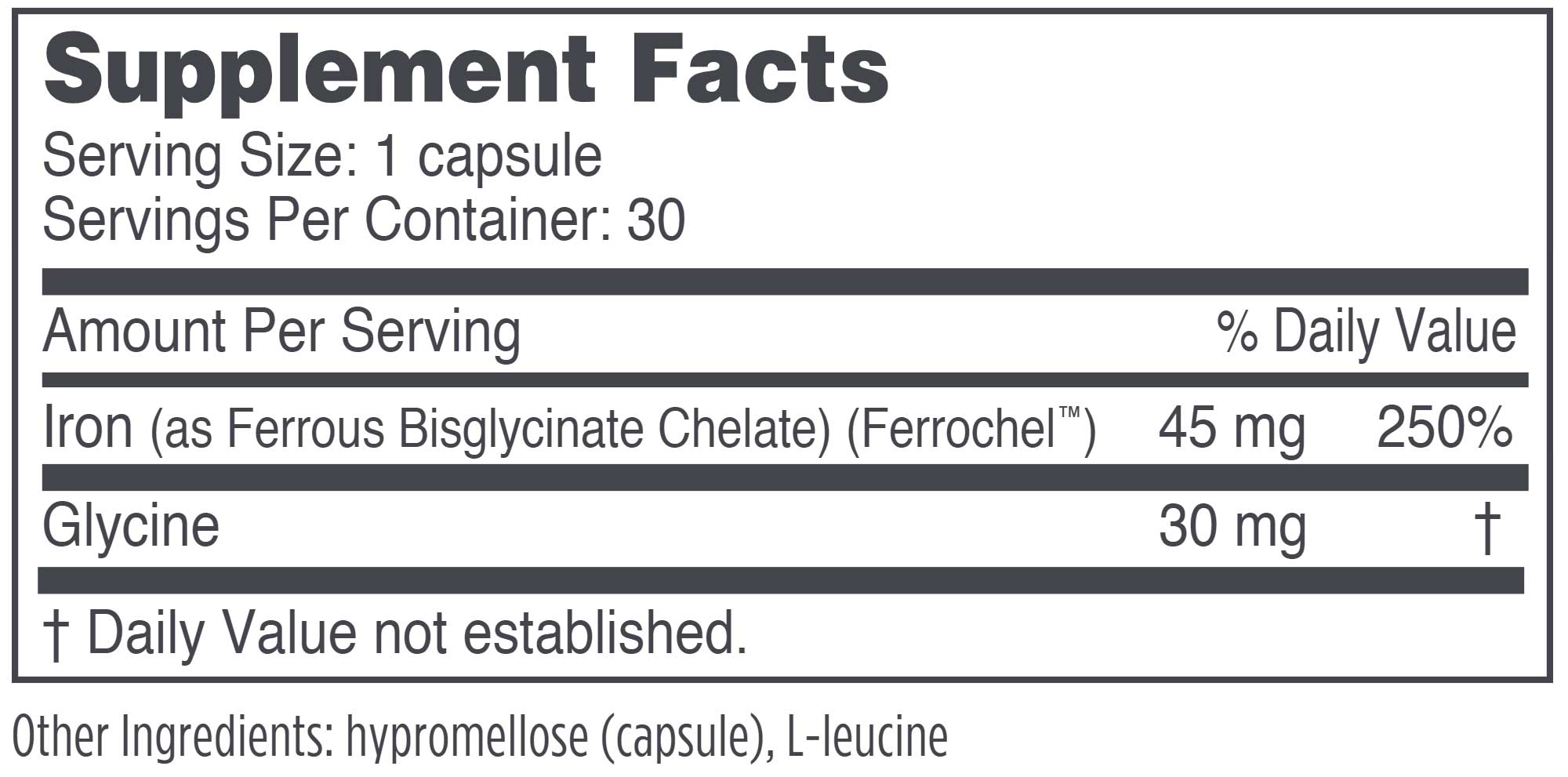 NBI Ferrosolve Ingredients