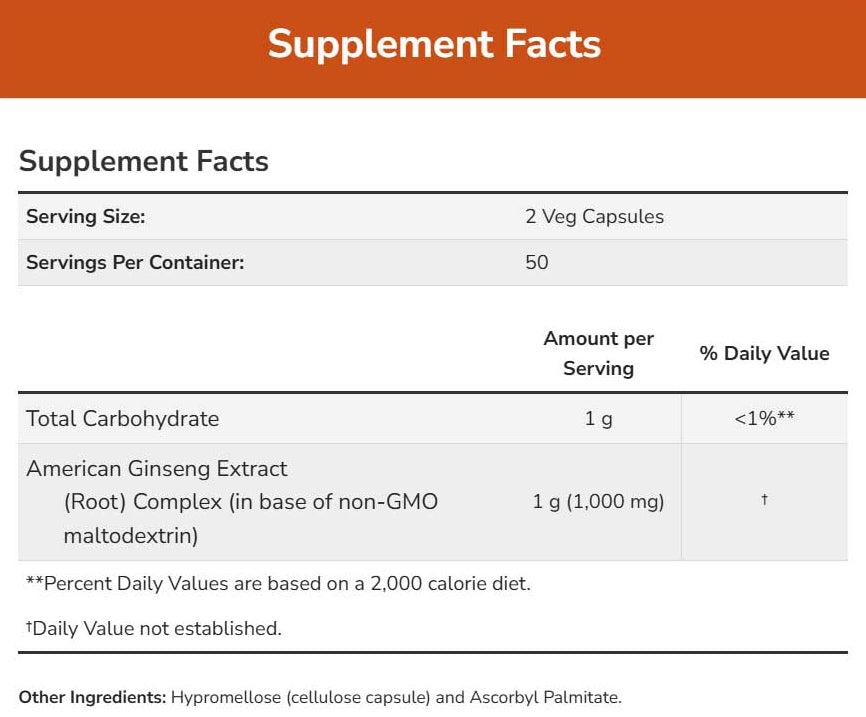 NOW American Ginseng Extract (NOW American Ginseng 500 mg) Ingredients