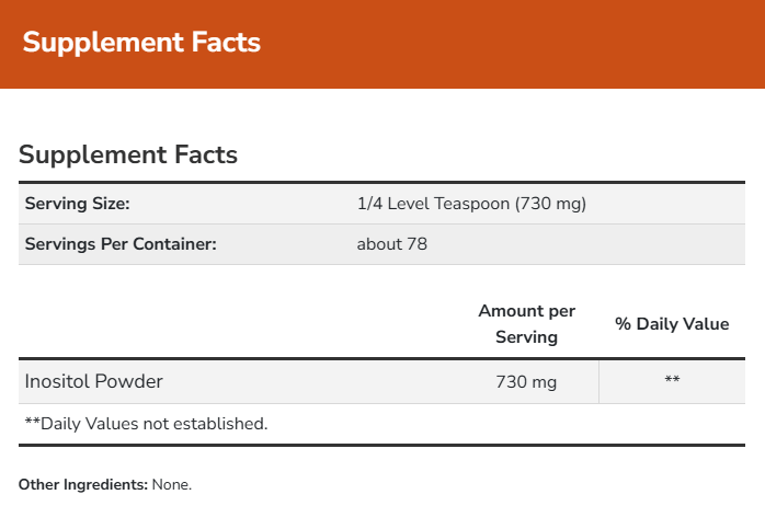 NOW Inositol Powder Ingredients