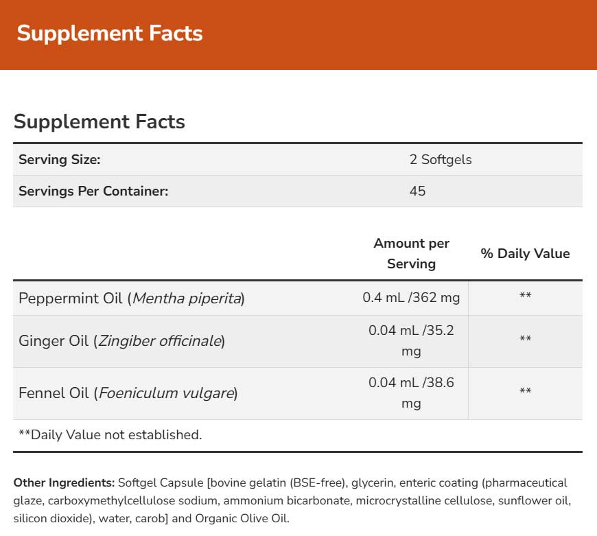 NOW Peppermint Gels Ingredients